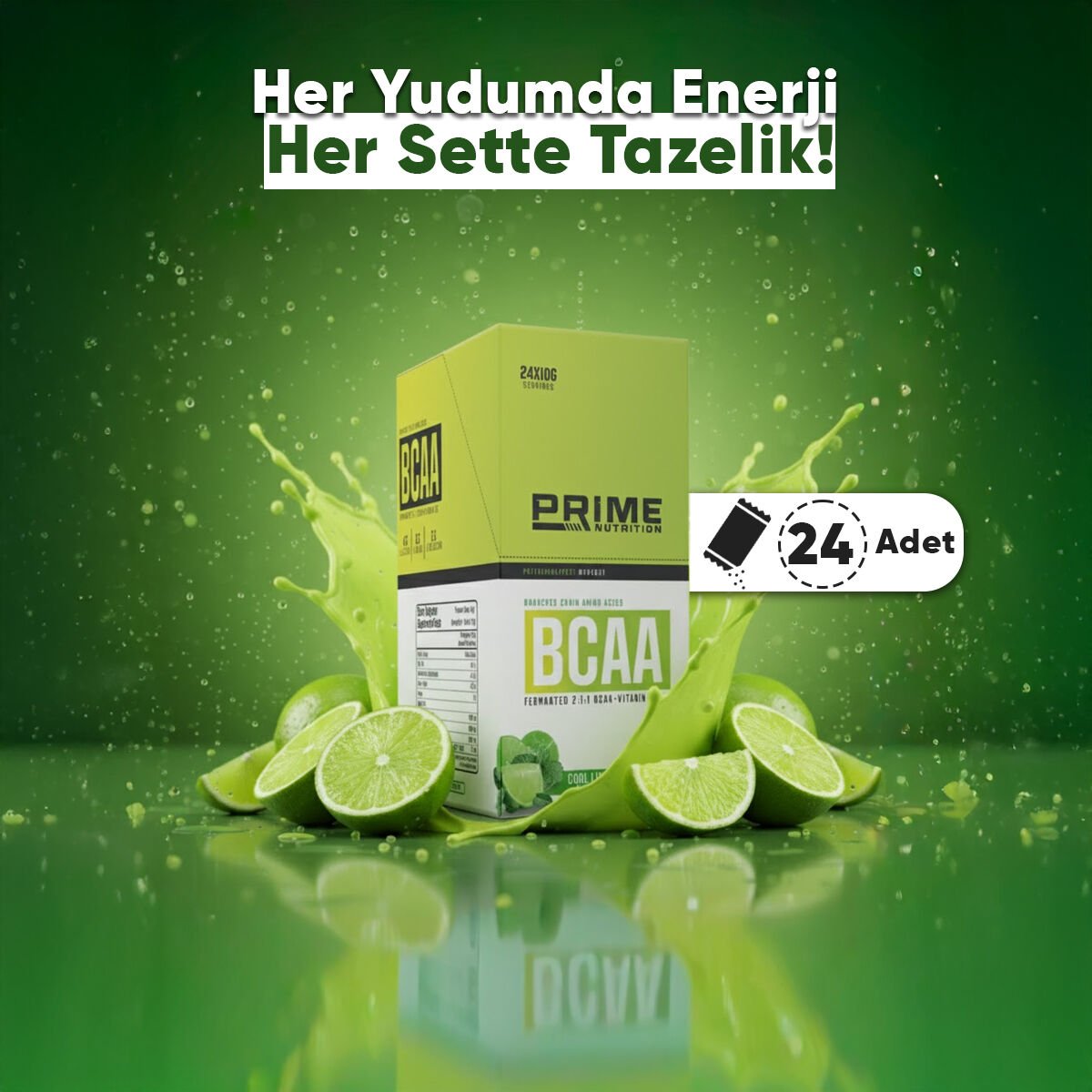 PRİME NUTRİTİON LİME AROMALI BCAA 240 GR  (10 GR)- 24 ADET