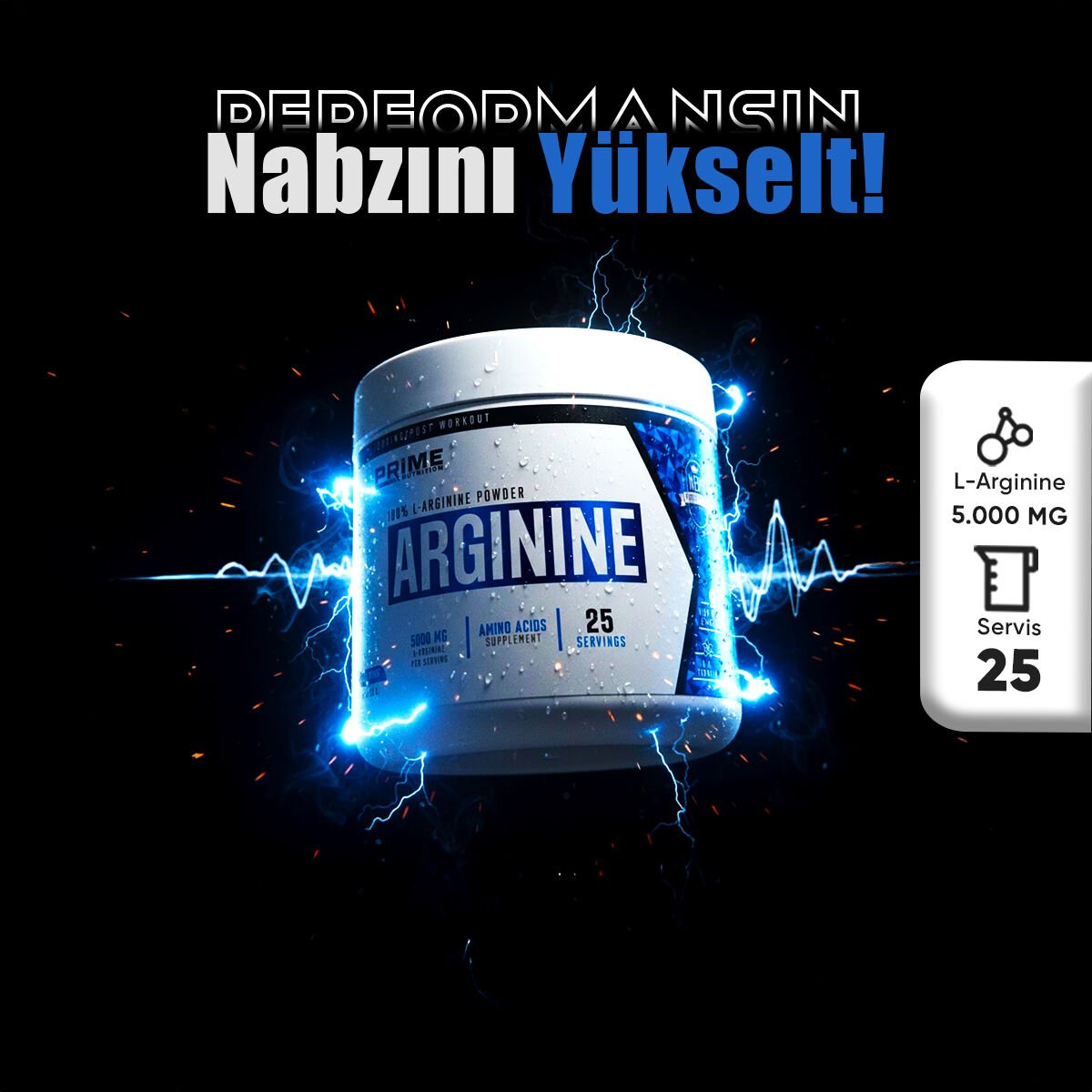 PRİME NUTRİTİON L-ARGİNİNE 125 GR - 25 SERVİS