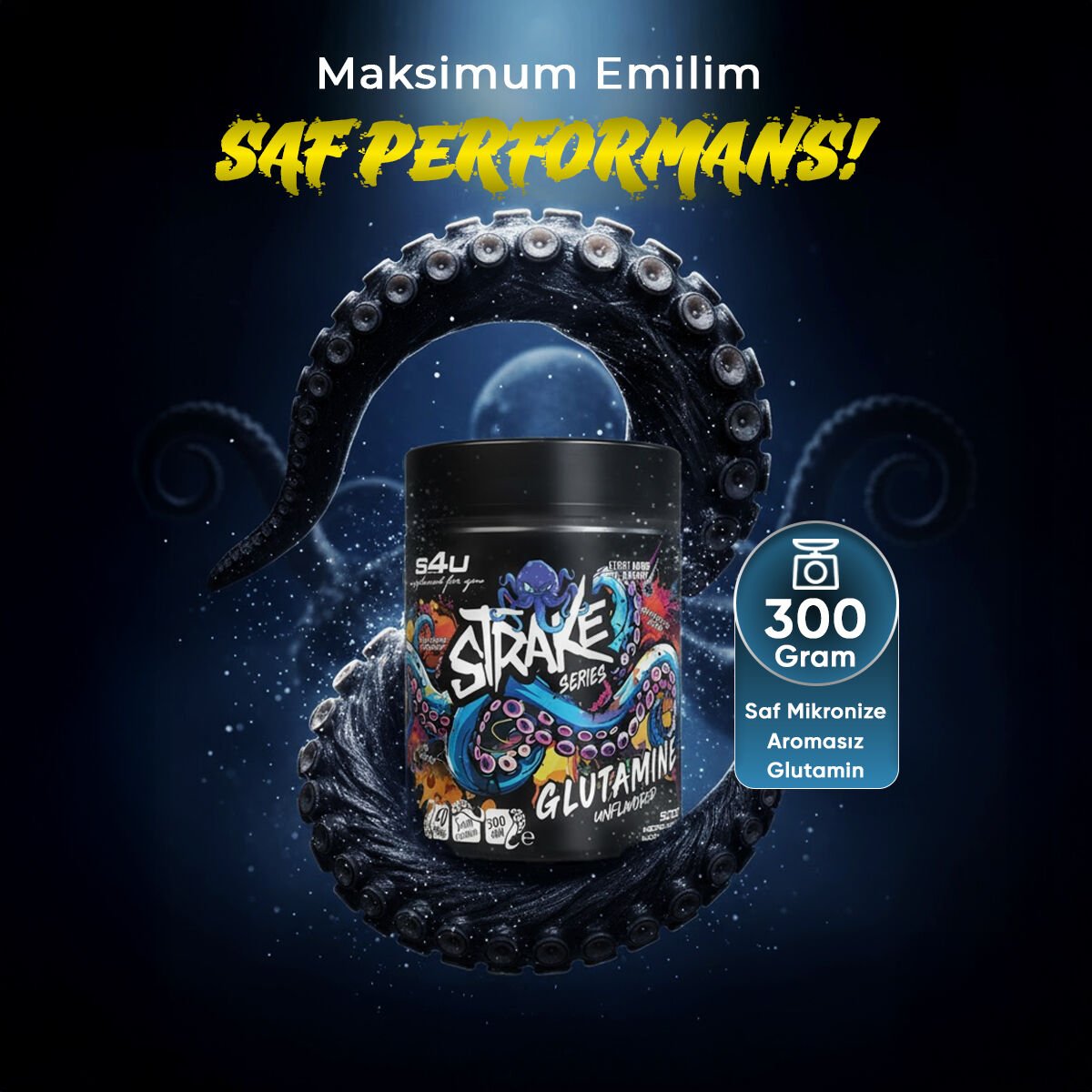 S4U Strake Glutamine 300g Saf Mikronize Aromasız Glutamin