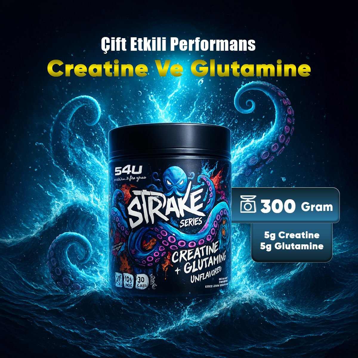 S4U Strake Series Creatine + Glutamine 300g Aromasız
