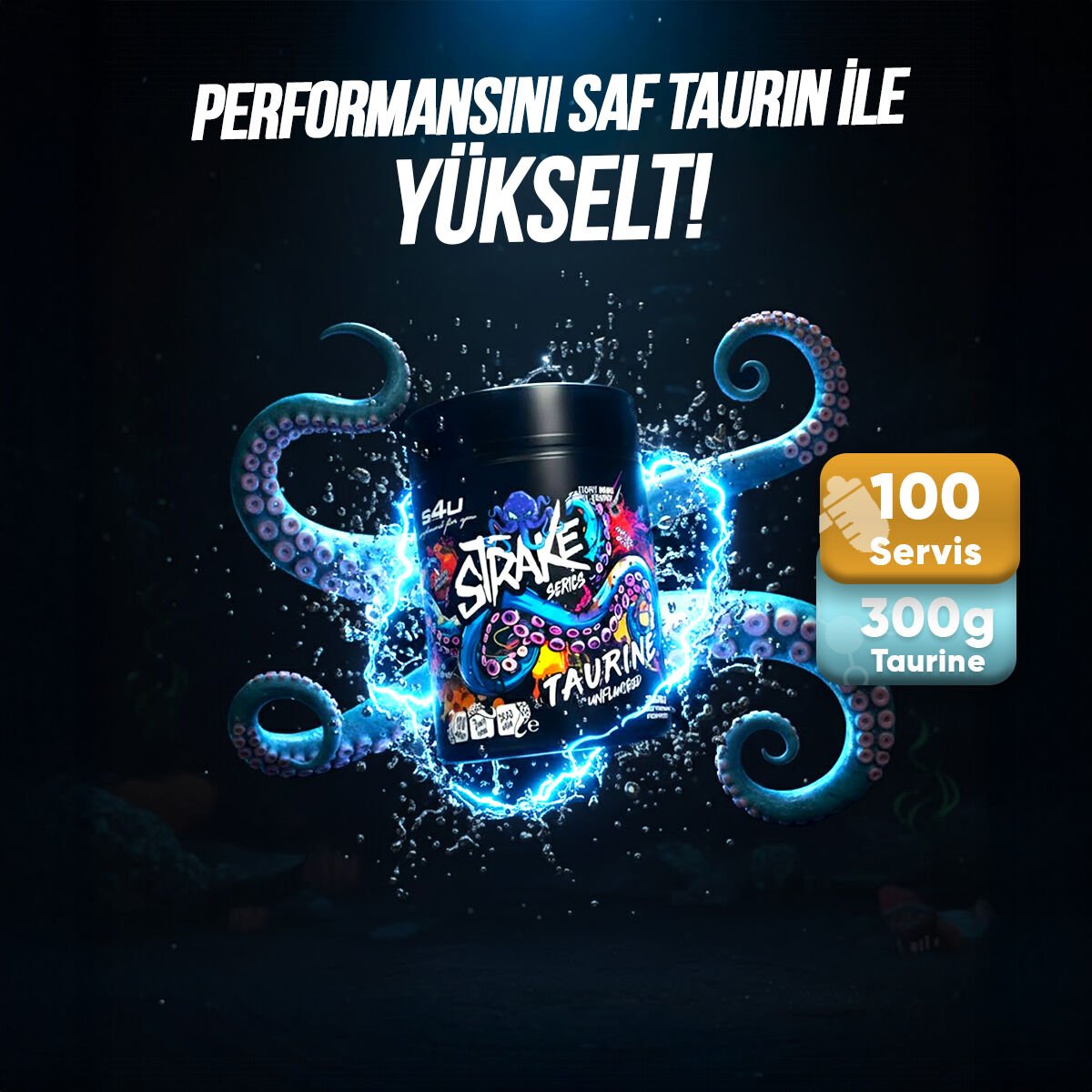 S4U Strake Series Taurine 300g Saf Taurin - 100 Servis