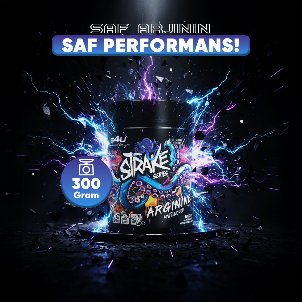 S4U Strake Series Arginine Aromasız 300g - Saf Performans