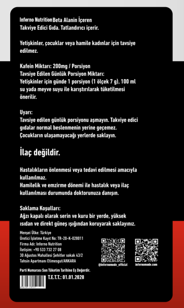 INFERNO NURTRITION BCAA+ (60 SERVİS)