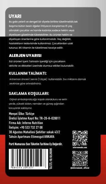 INFERNO NUTRITION L-CARNITINE (33 SERVİS)