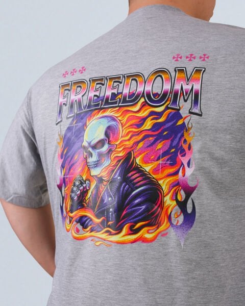 GRİ OVERSİZE BASKILI TİŞÖRT