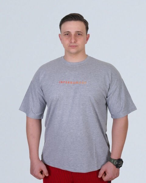 GRİ OVERSİZE BASKILI TİŞÖRT