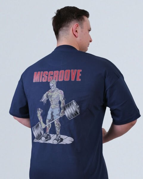 LACİVERT OVERSİZE BASKILI TİŞÖRT