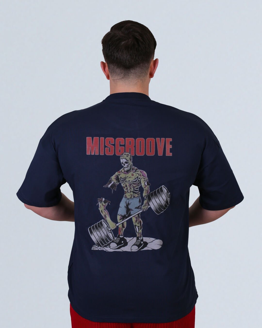 LACİVERT OVERSİZE BASKILI TİŞÖRT