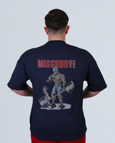 LACİVERT OVERSİZE BASKILI TİŞÖRT