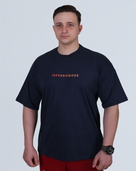 LACİVERT OVERSİZE BASKILI TİŞÖRT