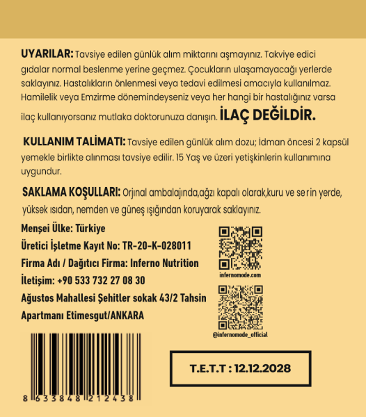 INFERNONUTRITION MULTİVİTAMİN (60 KAPSÜL)