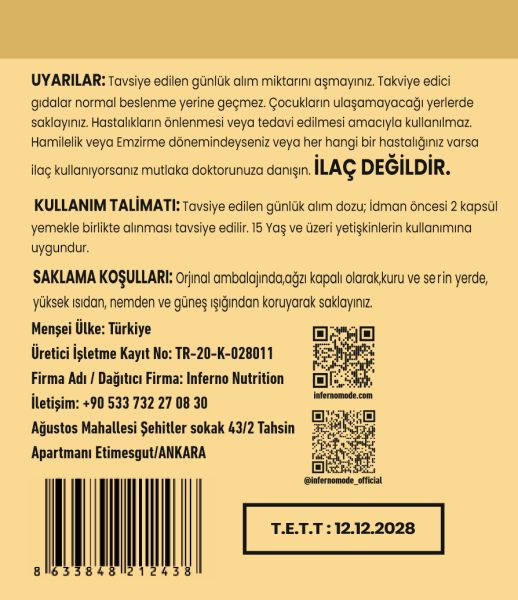 INFERNONUTRITION VİTAMİN C (60 KAPSÜL )