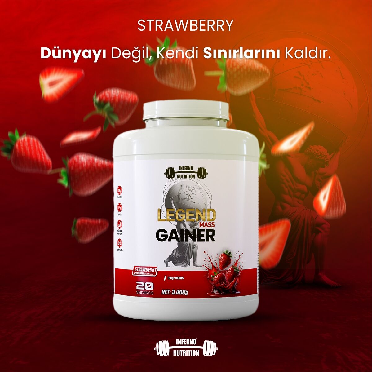 ÖZEL SERİ INFERNONUTRITION ÇİLEKLİ GAİNER  (20 SERVİS )