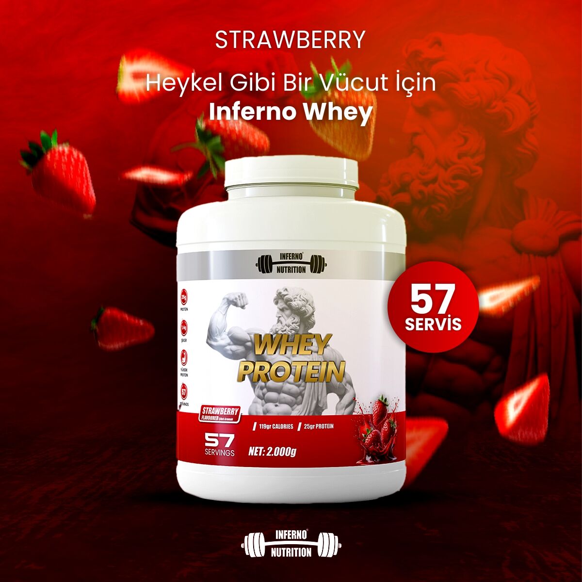 ÖZEL SERİ INFERNONUTRITION ÇİLEKLİ WHEY PROTEİN TOZU ( 57 SERVİS )