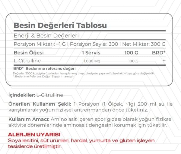 INF CITRULINE ( 60 SERVINGS ) 300 GR